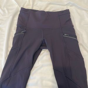 Purple, fleece-lined Lululemon leggings, Size 4